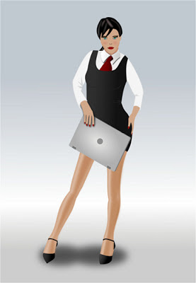Mujer con laptop ilustración