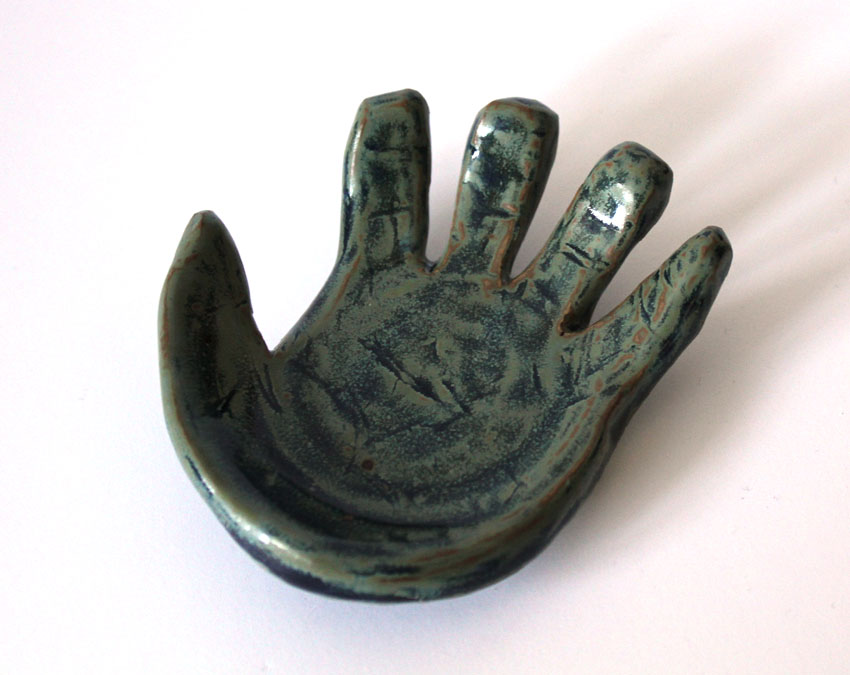 It's About Art and Design Carved Pottery Hand Shaped Soap Dish