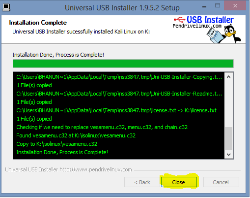 create bootable kali linux live usb