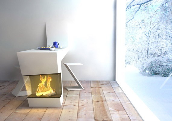 decora y disena: Diseño Moderno de Mesa de Cocina con Chimenea