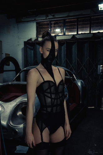 corsetorium black sheer corset and face mask for waist training london suspenderbelt