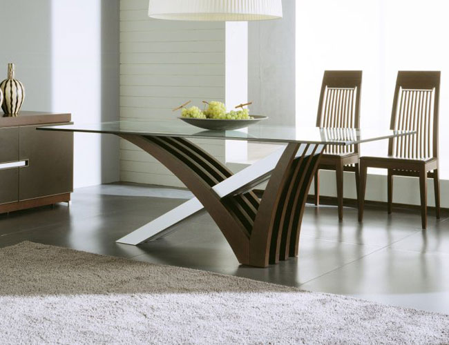 Contemporary and Modern Dining Tables: Wooden Chair Glass Top - Best