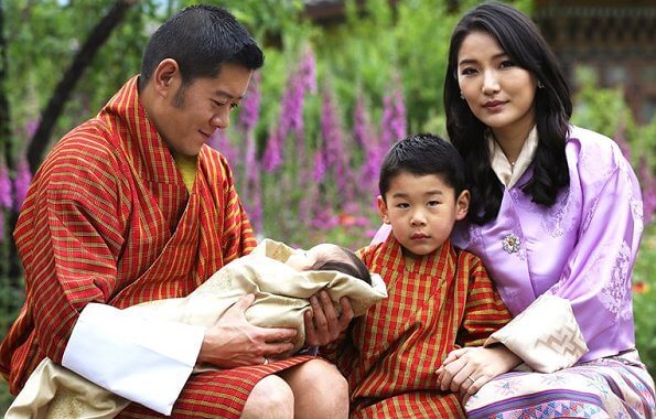 King Jigme Khesar Namgyel Wangchuck, Queen Jetsun Pema, Prince Jigme Namgyel and newborn Prince