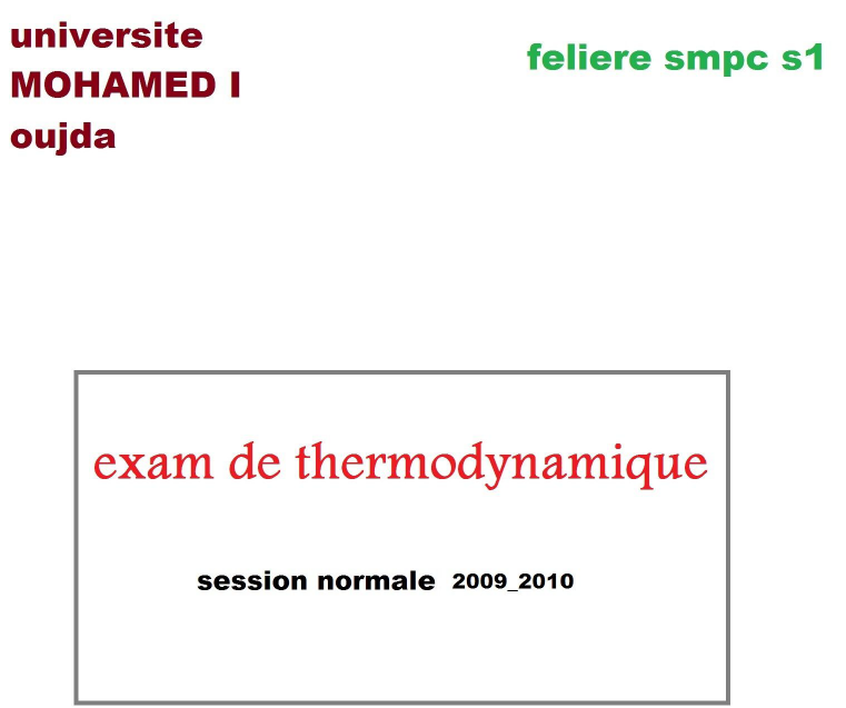 exam thermodynamique normal 2010 s1 solution faculté