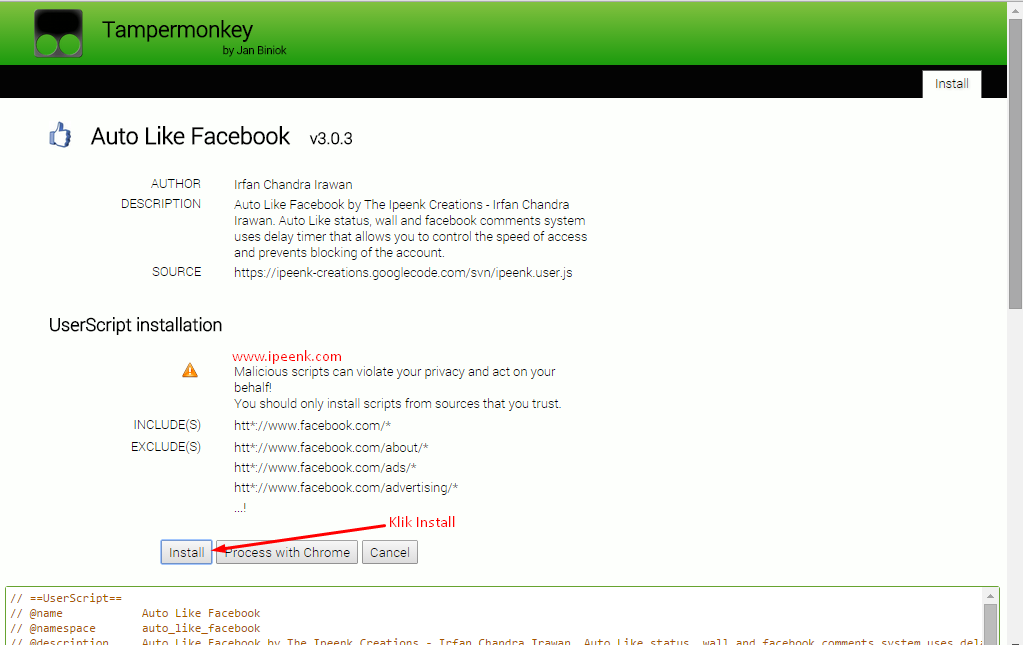 Cara Menggunakan Bom Like di Browser Google Chrome Dengan Menggunakan