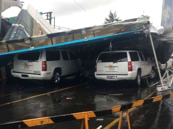 Por fuertes lluvias cae espectacular en Aeropuerto Internacional (Video) Por fuertes lluvias cae espectacular en Aeropuerto Internacional (Video)
