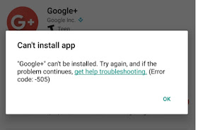 screenshot- (Error code: -505) while installing Google+ in Google Play