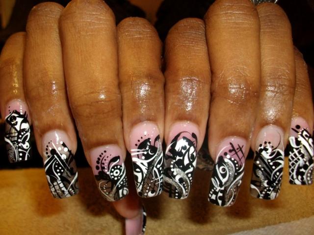 simple black and white nail designs