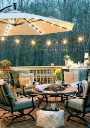 lights deck string hang patio outdoor porch lighting umbrella hanging diy garden flower backyard projects raised fence against bed repurposed
