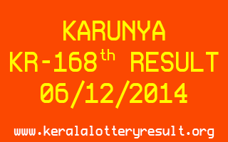 KARUNYA Lottery KR-168 Result 06-12-2014