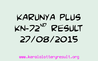 Karunya Plus KN 72 Lottery Result 27-8-2015
