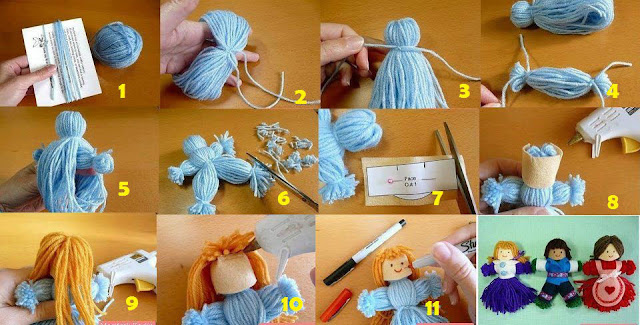 DIY cute girl toys out of woolen threads, DIY kids toys, Inexpensive DIY ideas, 