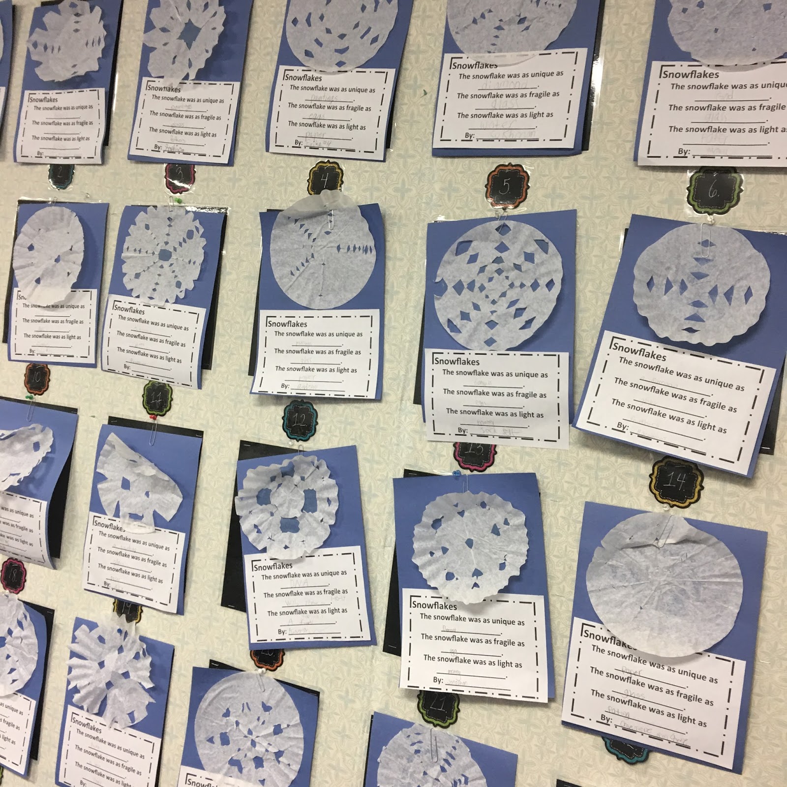 I Love My Classroom Snowflake Similes