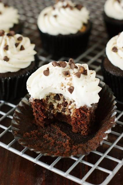 Chocolate & Cheesecake Cupcakes with Cream Cheese Frosting ~ because everyone deserves a little chocolate decadence! ... Made even better with cheesecake & frosting.   www.thekitchenismyplayground.com