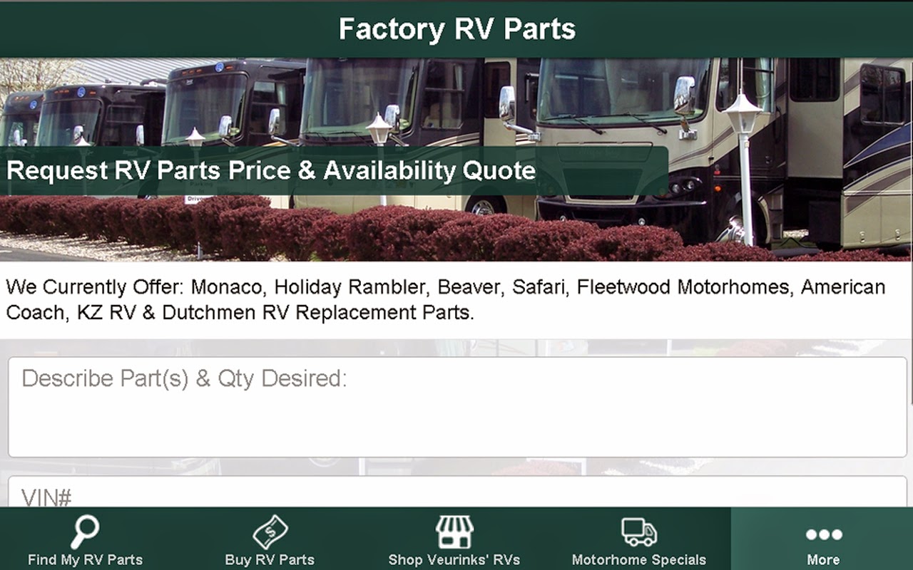 Veurinks' "Find My RV Parts" Phone App Veurink's RV Center