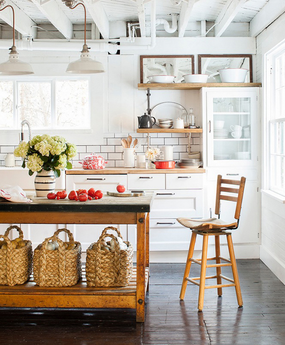 Eclectic country kitchen. Photo by Max Kim-Bee via Country Living