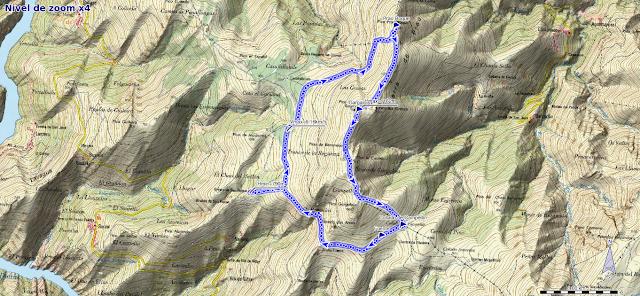 Mapa de la ruta al Prao Roque y Gargalois