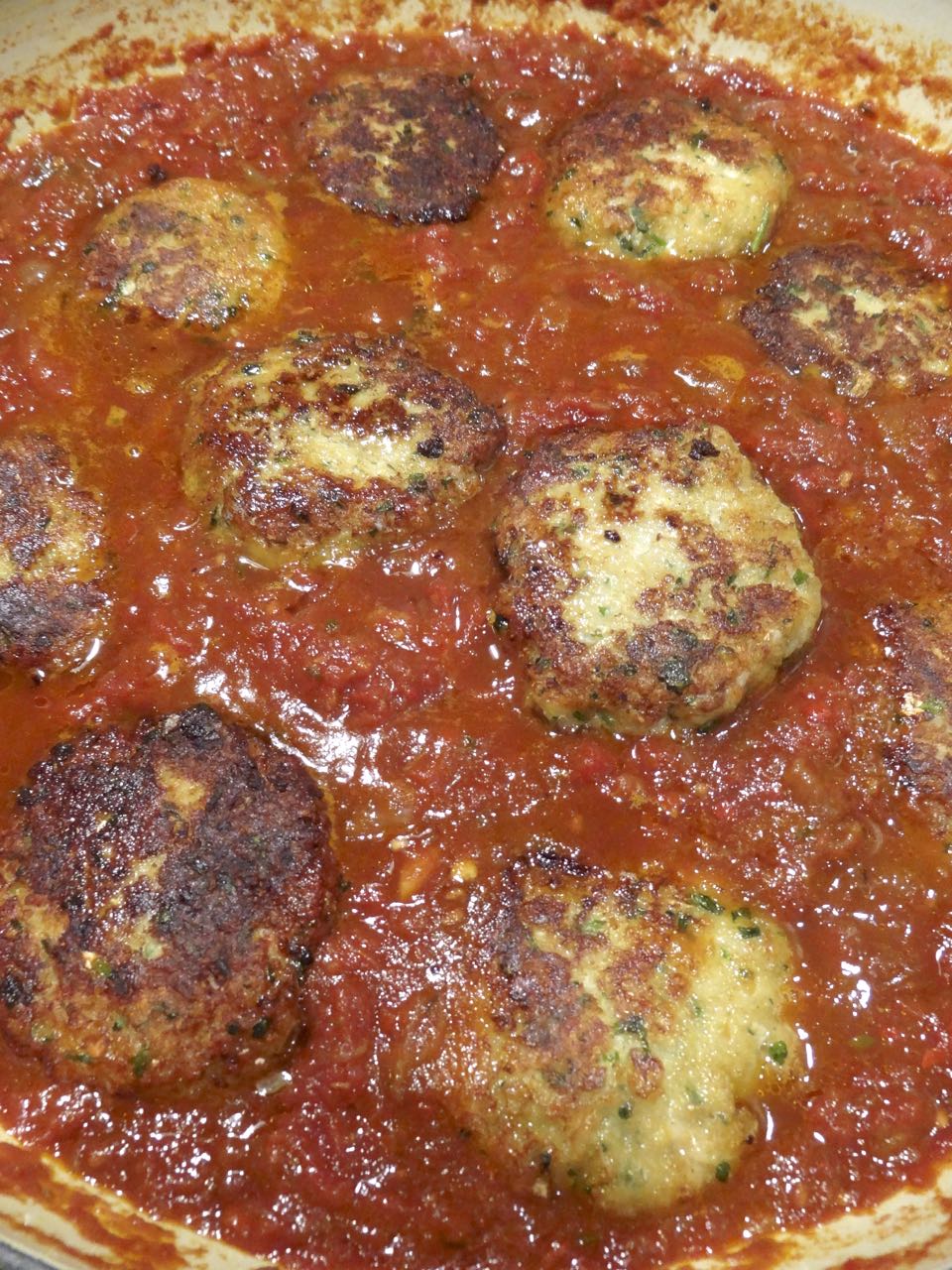 Scrumpdillyicious Cod Cakes in Tomato Sauce with Yogurt & Sumac