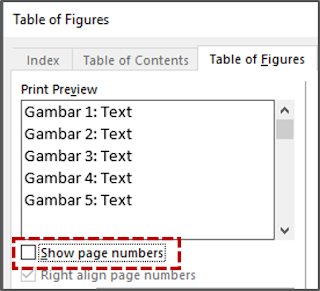 Show page numbers (Table of figures)