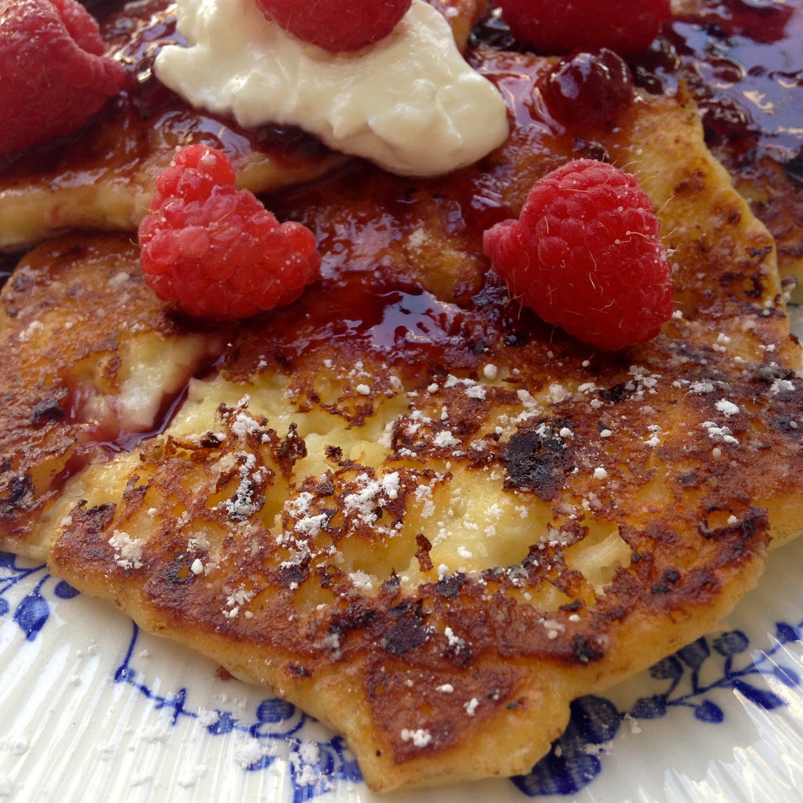 Rita's Recipes Cottage Cheese Pancakes with Raspberry Sauce