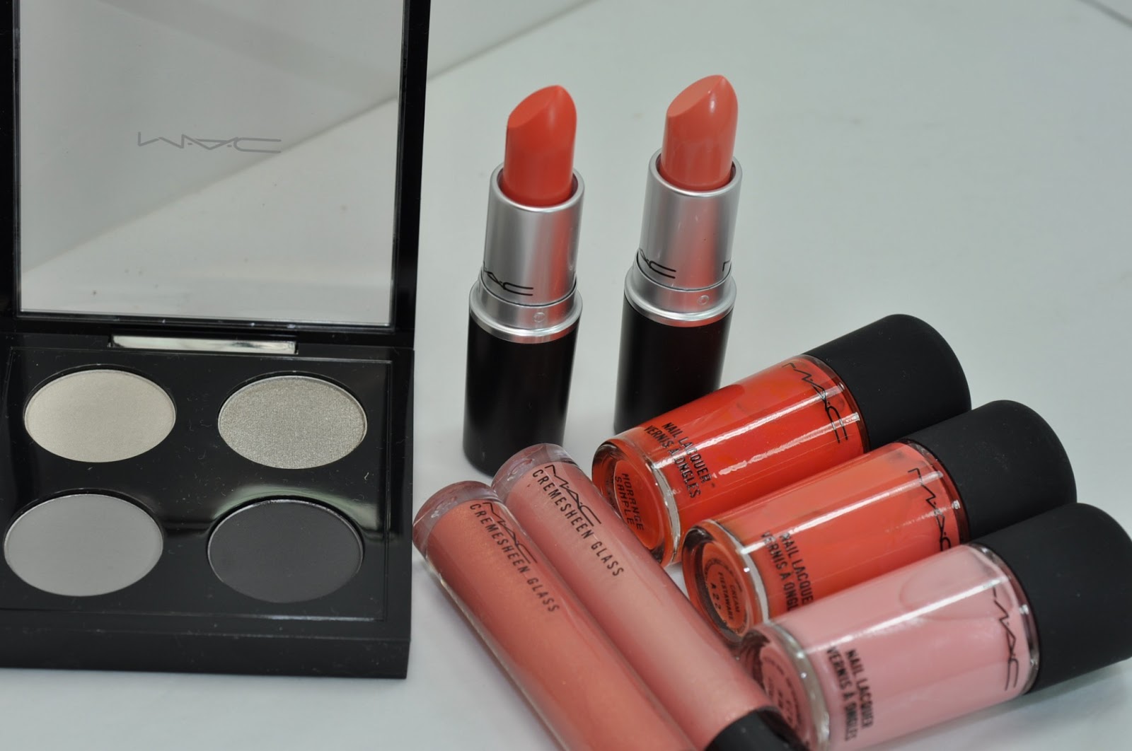 MAC All About Orange: Sweet & Sour and Sushi Kiss Lipsticks, Imperial Kiss  and Double Happiness Cremesheen Glasses Swatches, Review - The Shades Of U