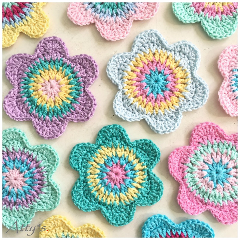 atty's Happy Flower Crochet Coasters