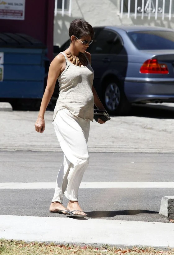 Halle Berry shows off growing baby bump in Studio City