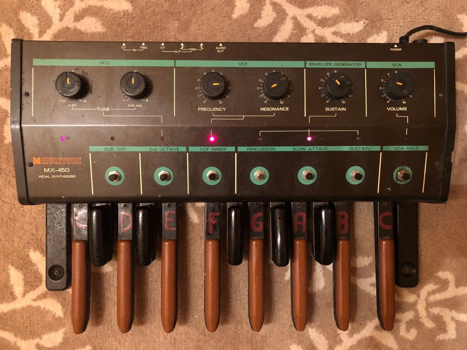 MATRIXSYNTH Multivox MX450 Analog Bass Pedal Synthesizer SN 00436