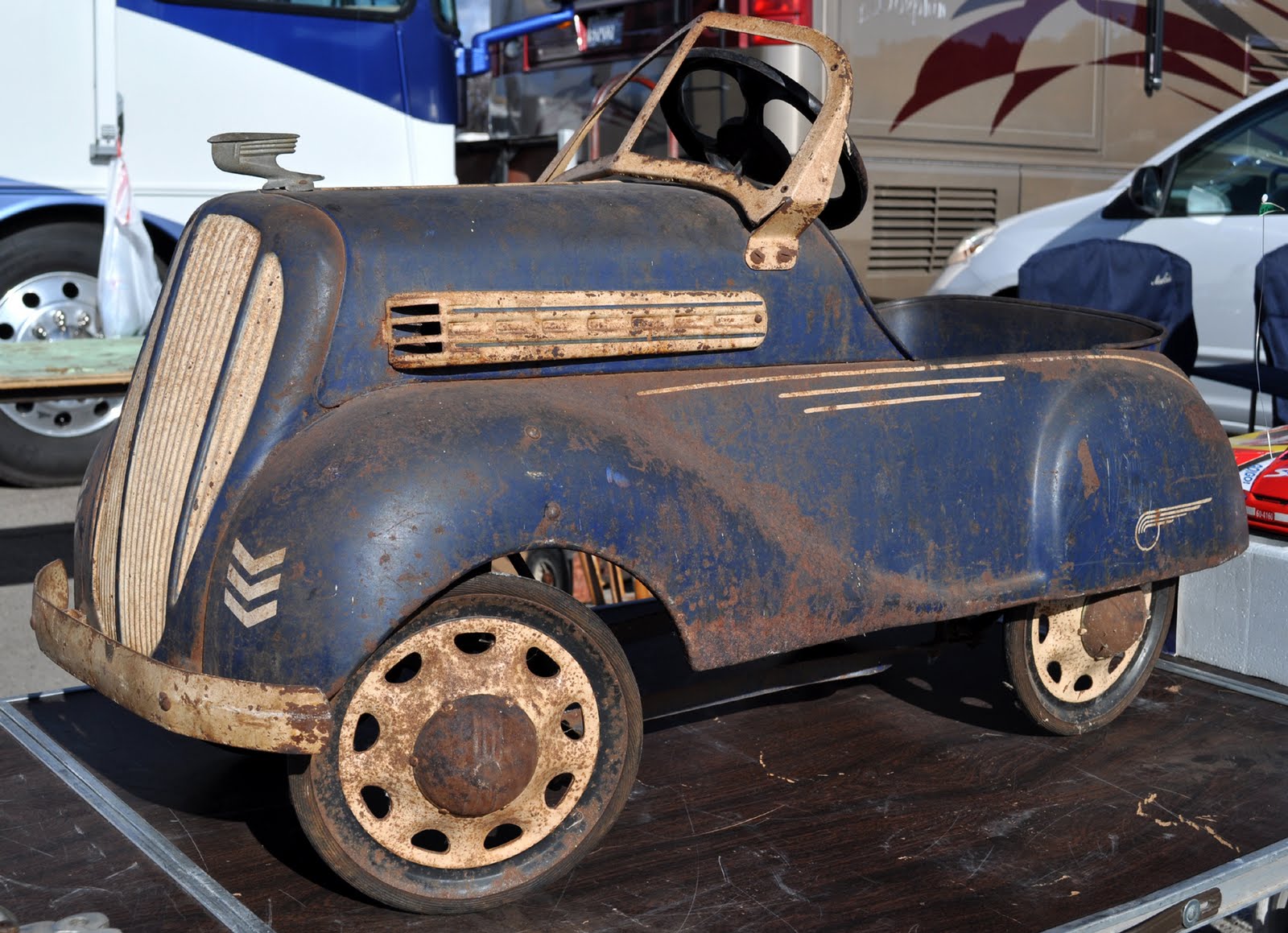 Just A Car Guy pedal cars at the annual stadium swap meet (more like a big garage sale)