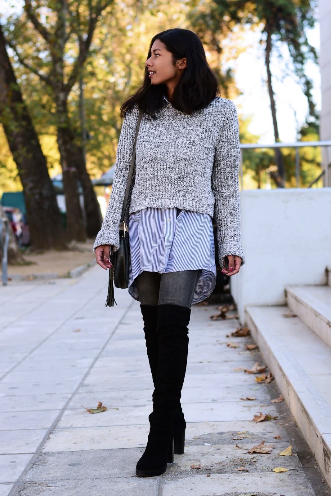 how to wear over the knee boots with jeans casual inspiration