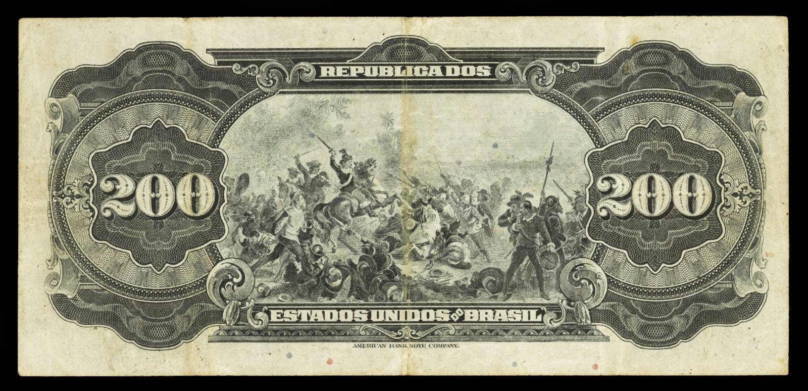 Brazil banknotes 200 Mil Reis, Battle of Guararapes by Victor Meirelles