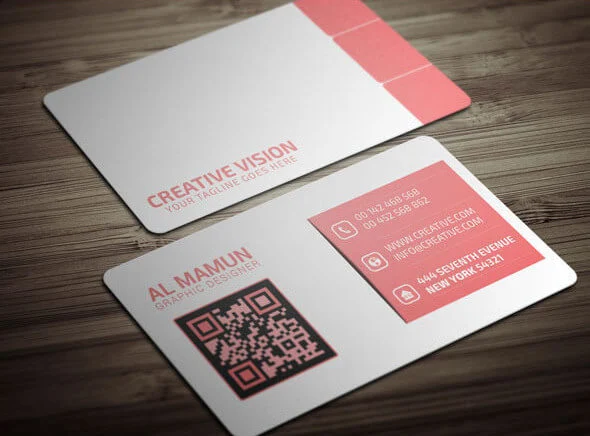 White Corporate Business Card - QR code