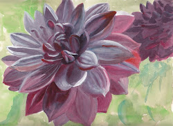 dahlia watercolor painting artwork canvas bunny