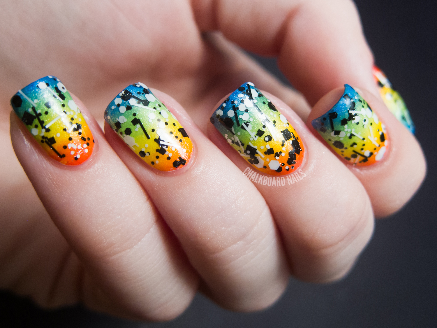 rainbow heart nail design