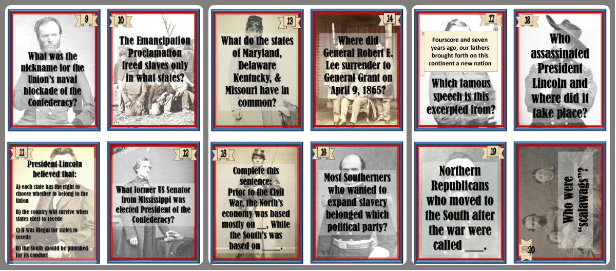 Students of History: Civil War Task Cards