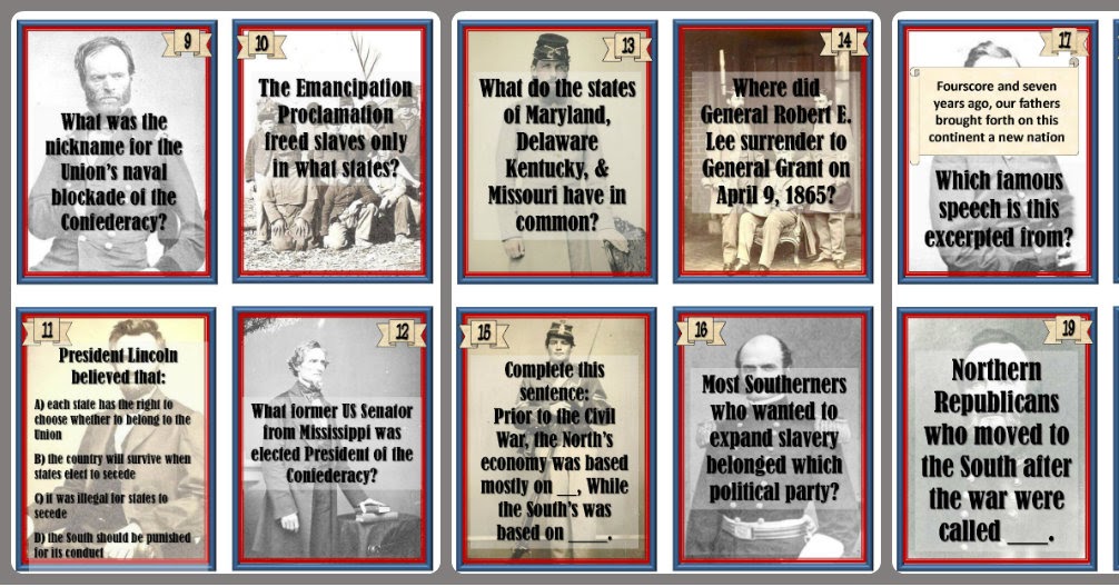 Students of History: Civil War Task Cards