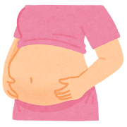 妊婦の膨らんだお腹のイラスト