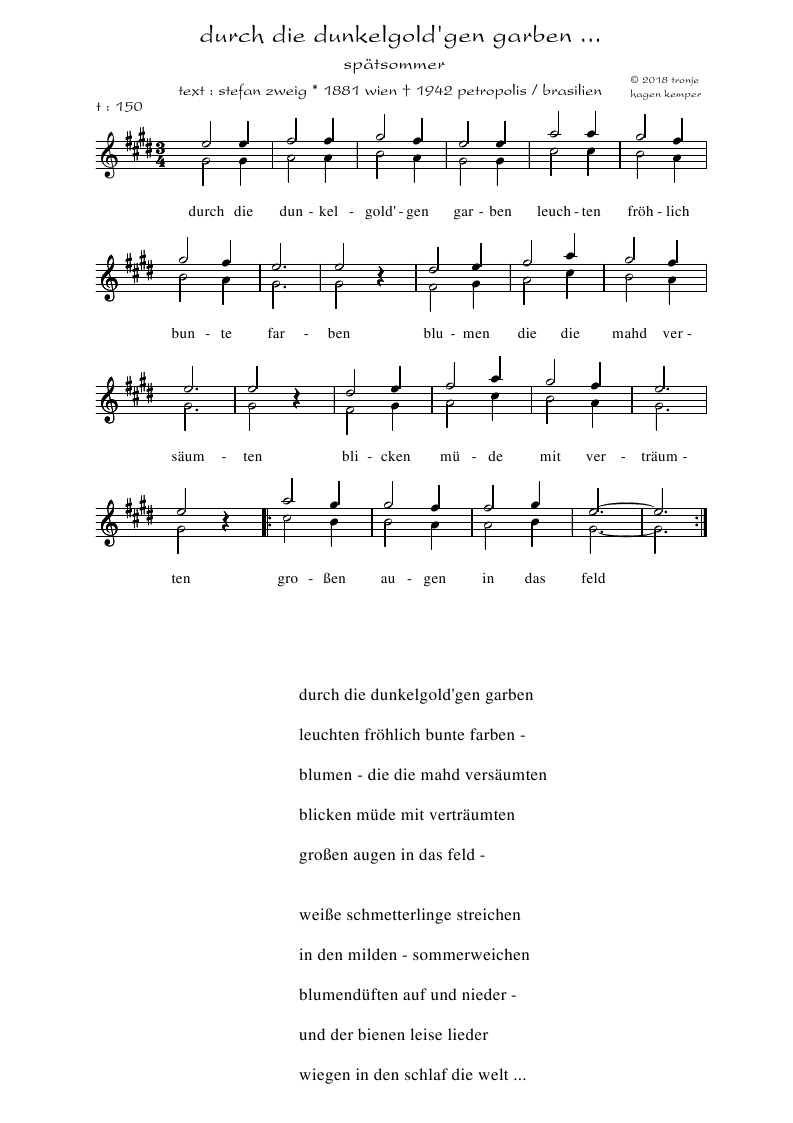 Lieder Saitenspiel Tronjes Blog Stefan Zweig Spatsommer