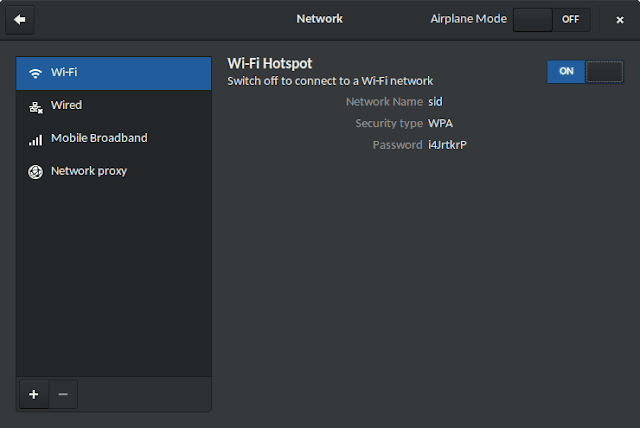 Contoh tampilan hotspot Wi-Fi pada jendela Network Manager Wi-Fi hotspot pada Network Manager