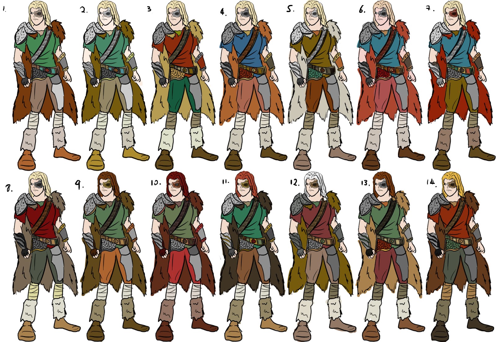 Joey Ku: Character Design Project: Odin's colour test sheet
