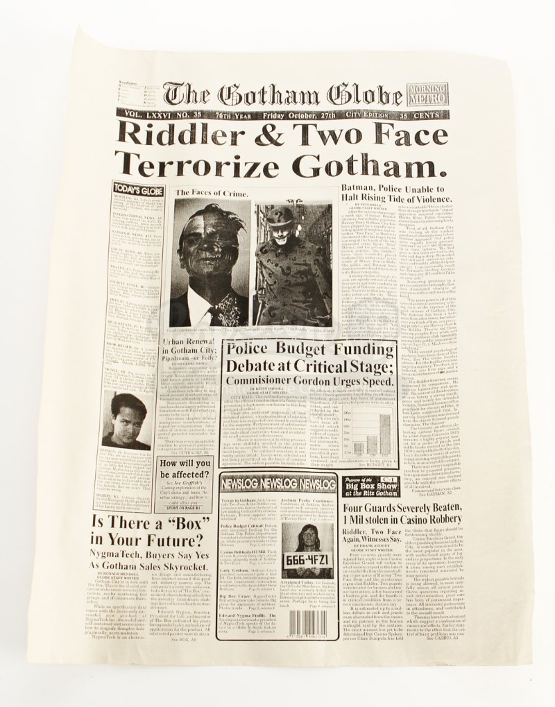 1995  : External Link: Prop newspapers from Batman Forever for  sale