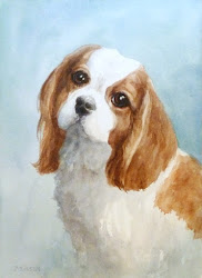 watercolor cavalier dog painting portrait king charles pet animals arches eyes