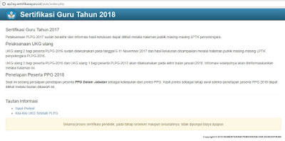 halaman awal website sertifikasi guru