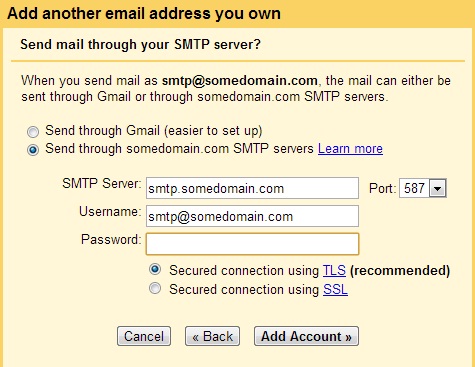 Gmail send mail through your SMTP server