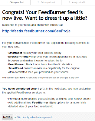 FeedBurner Blog Ekleme ve Besleme Adresi Oluşturma 4