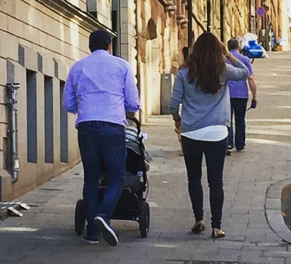 Princess Madeleine with her husband Chris O'Neill and his daughter Princess Leonor were seen during a walk