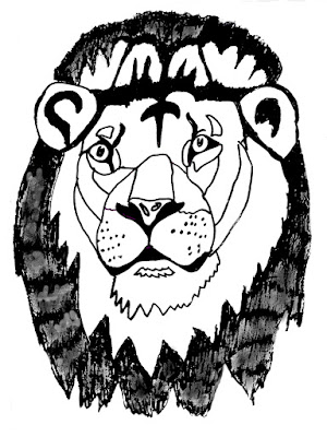 Edited scan of lion sketch