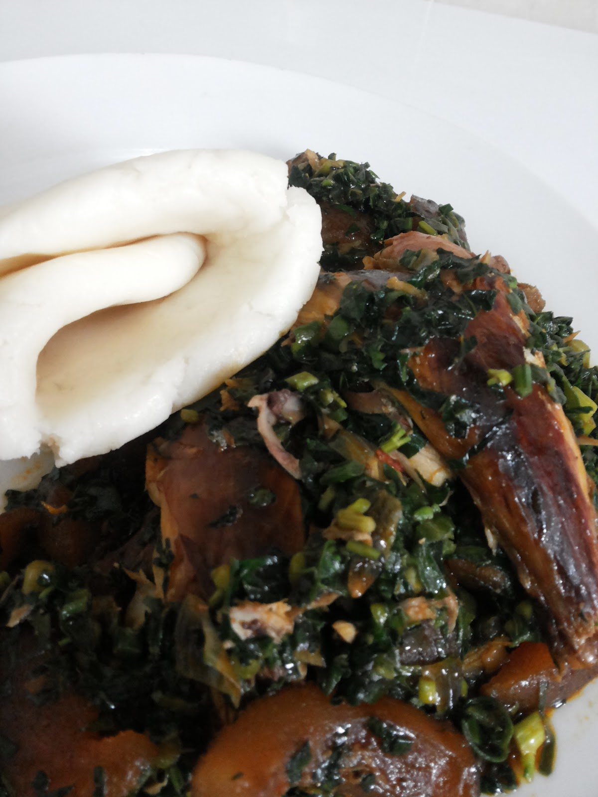 Quick Vegetable Soup With Rolled Pounded Yam