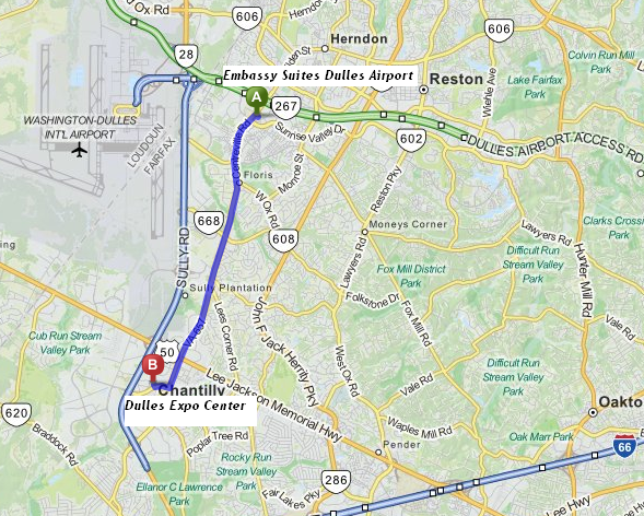 Embassy Suites Dulles Airport is 5 miles/10 minutes from Dulles Expo Center