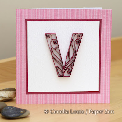 Quilling Letter V - Variegated Leaves Tutorial and Pattern Card